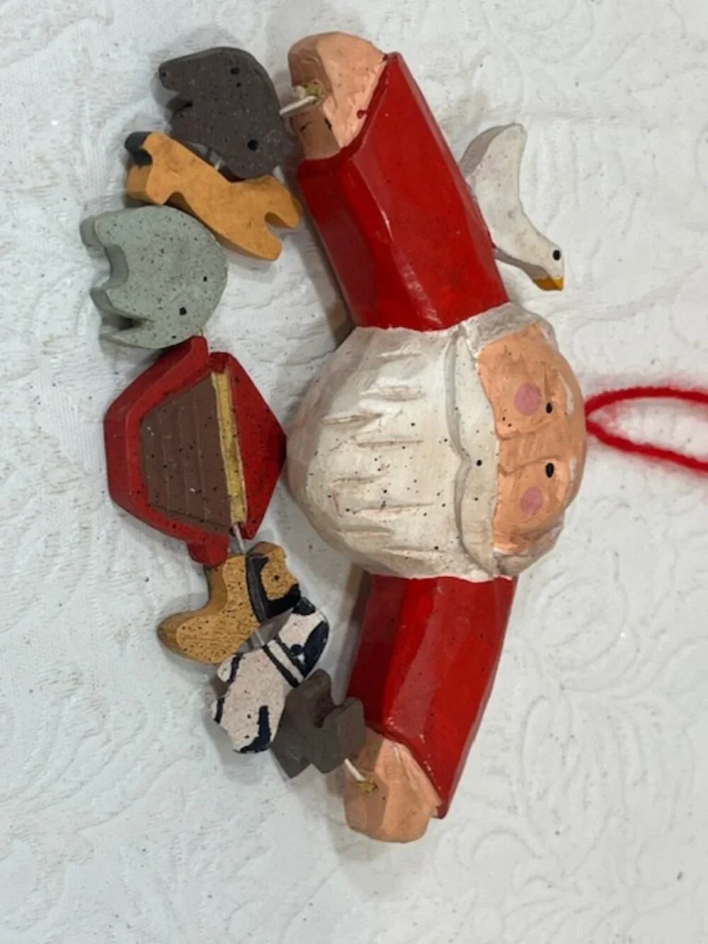 VTG Wooden Santa Noah's Ark Animals Christmas Ornament Folk Art Decor 4
